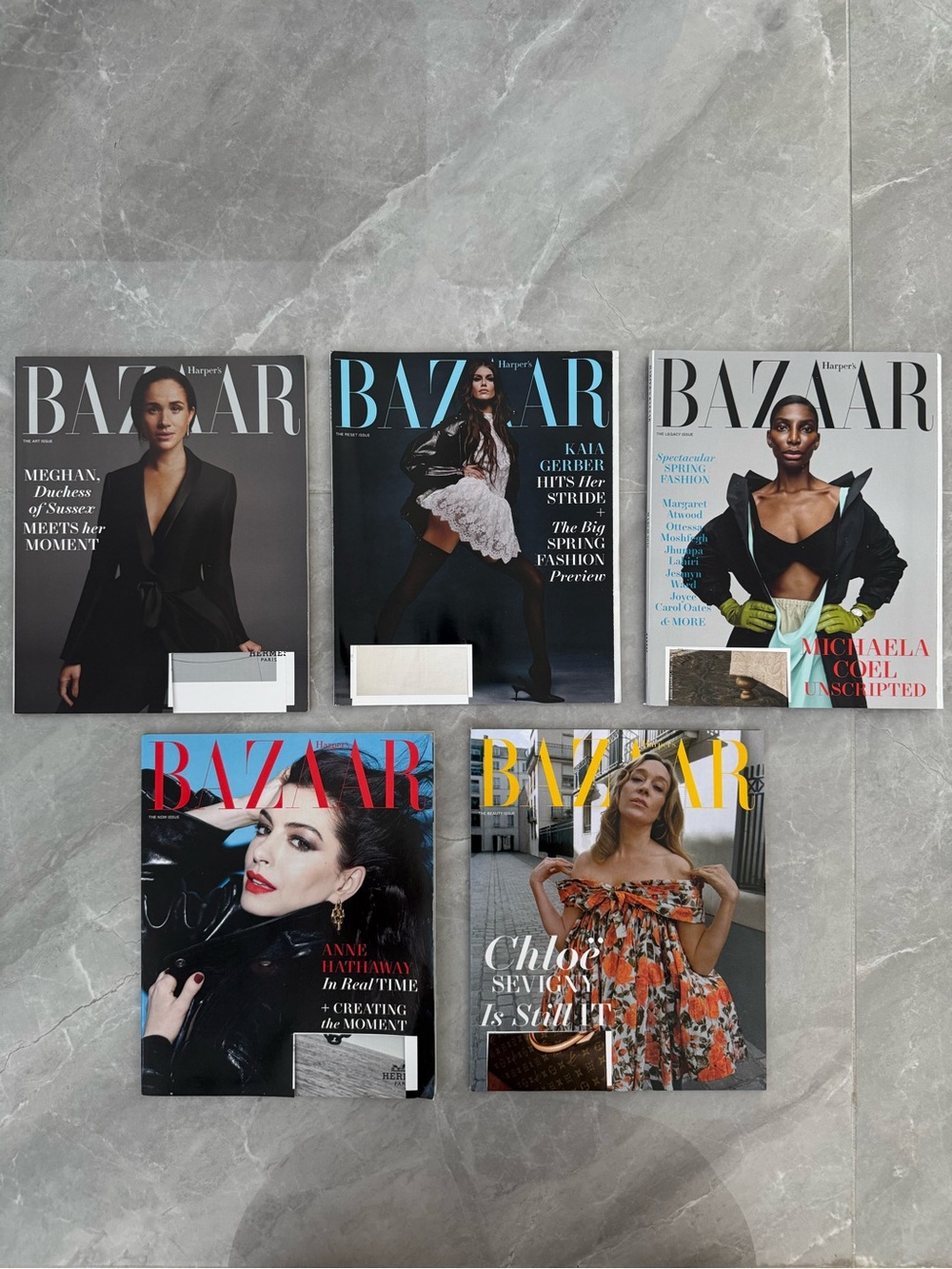 Harper's Bazaar 5 Magazine Bundle - Anne Hathaway, Meghan, Chloe Sevigny